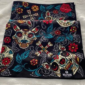 Wolfgang Skull and Floral Pattern Handkerchief Scarf